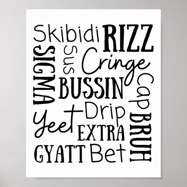 Skibidi Rizz Funny Kids Rizz Bussin Gen Z Christma Poster (Front)