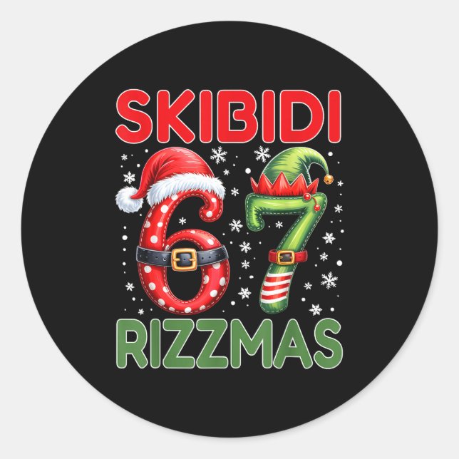 Skibidi Rizzmas 67 Christmas Six Seven Xmas Funny  Classic Round Sticker (Front)