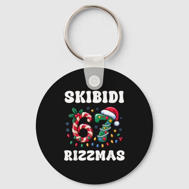 Skibidi Rizzmas 67 Christmas Six Seven Xmas Funny  Key Ring (Front)