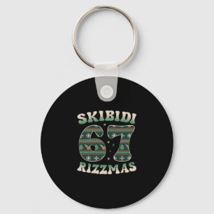 Skibidi Rizzmas 67 Six Seven Meme Ugly Christmas F Key Ring