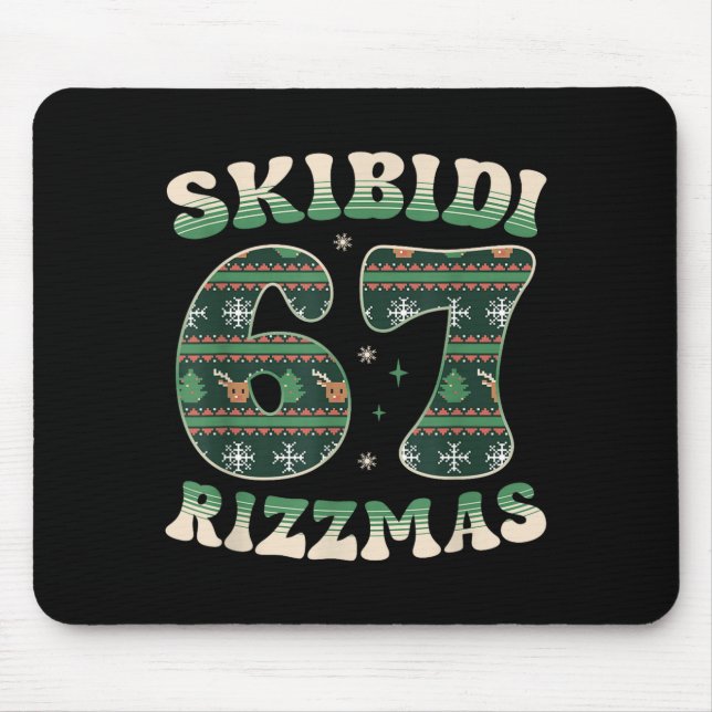 Skibidi Rizzmas 67 Six Seven Meme Ugly Christmas F Mouse Pad (Front)
