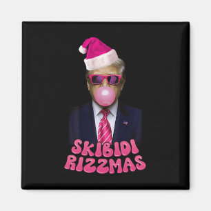 Skibidi Rizzmas Christmas Pink Trump Bubble Gum Ch Magnet