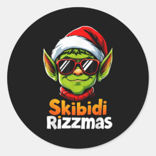 Skibidi Rizzmas Christmas Rizz Elf Funny Xmas Classic Round Sticker