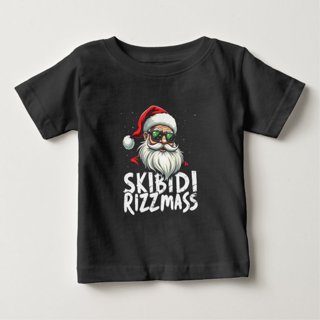 Skibidi Rizzmas Funny Gen Alpha Slang Christmas Baby T-Shirt (Front)