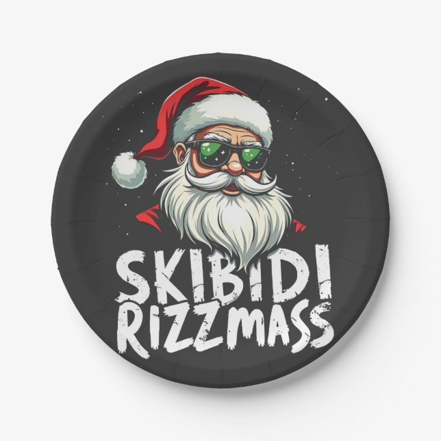 Skibidi Rizzmas Funny Gen Alpha Slang Christmas   Paper Plate (Front)
