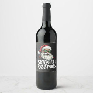 Skibidi Rizzmas Funny Gen Alpha Slang Christmas Wine Label
