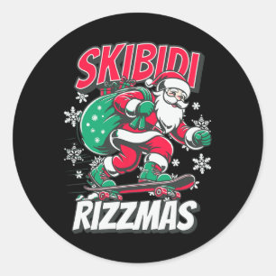 Skibidi Rizzmas Funny Santa Rizz Christmas Skater Classic Round Sticker
