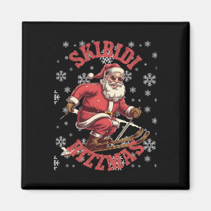 Skibidi Rizzmas Funny Santa Rizz Christmas Ski San Magnet