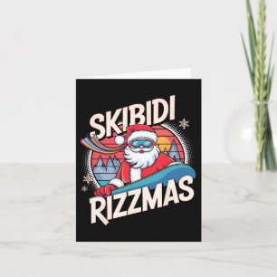 Skibidi Rizzmas Funny Santa Snowboarding Xmas Chri Card