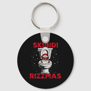 Skibidi Rizzmas Funny Santa Toilet White Elephant  Key Ring