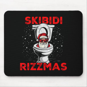 Skibidi Rizzmas Funny Santa Toilet White Elephant Mouse Pad