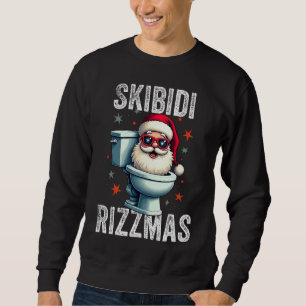 Skibidi Rizzmas Funny Santa White Christmas Sweatshirt