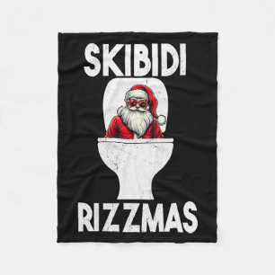 Skibidi Rizzmas Funny Toilet Santa Claus Christmas Fleece Blanket