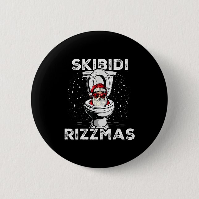 Skibidi Rizzmas Funny Toilet Santa White Elephant  6 Cm Round Badge (Front)