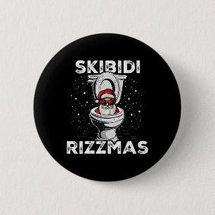 Skibidi Rizzmas Funny Toilet Santa White Elephant  6 Cm Round Badge