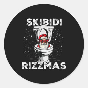 Skibidi Rizzmas Funny Toilet Santa White Elephant Classic Round Sticker