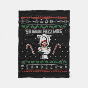 Skibidi Rizzmas Funny Toilet Santa White Elephant Fleece Blanket