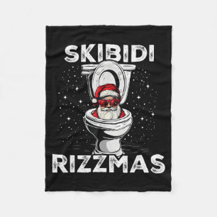 Skibidi Rizzmas Funny Toilet Santa White Elephant  Fleece Blanket