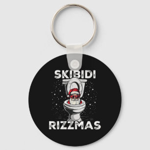 Skibidi Rizzmas Funny Toilet Santa White Elephant Key Ring