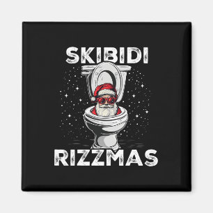 Skibidi Rizzmas Funny Toilet Santa White Elephant Magnet