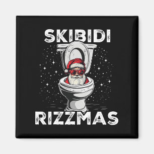 Skibidi Rizzmas Funny Toilet Santa White Elephant Magnet