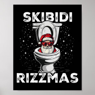 Skibidi Rizzmas Funny Toilet Santa White Elephant  Poster