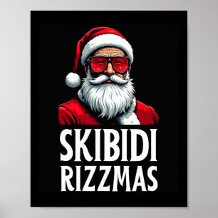 Skibidi Rizzmas Merry Christmas Santa Claus Funny Poster