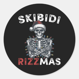 Skibidi Rizzmas Retro Merry Christmas Sigma Rizzma Classic Round Sticker