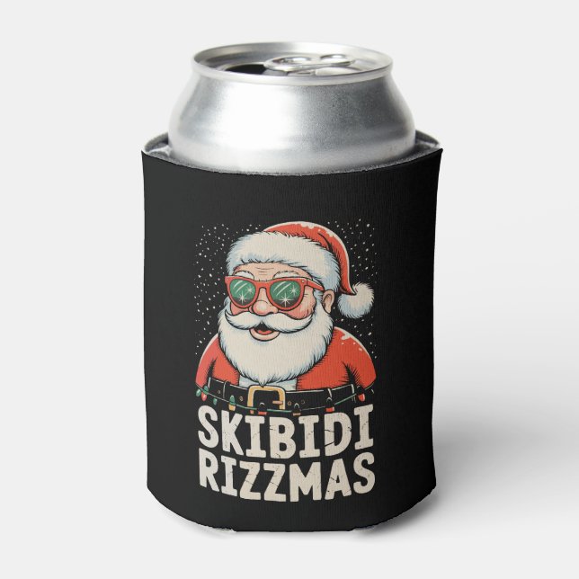 Skibidi Rizzmas Santa Rizz Christmas Xmas Holiday Can Cooler (Can Front)