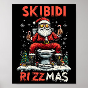 Skibidi Rizzmas Santa Toilet Funny Christmas  Poster