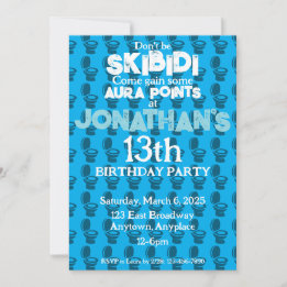 Skibidi Toilet Blue Birthday Party Invitation