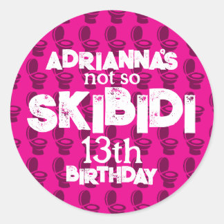 Skibidi Toilet Pink Birthday Party Classic Round Sticker