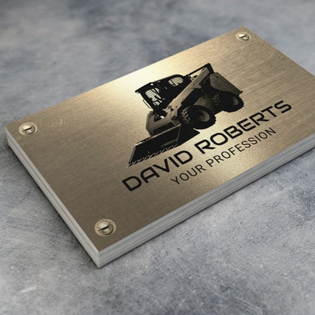Skid Steer Construction Equipment Operator Gold Business Card (Creator Uploaded)