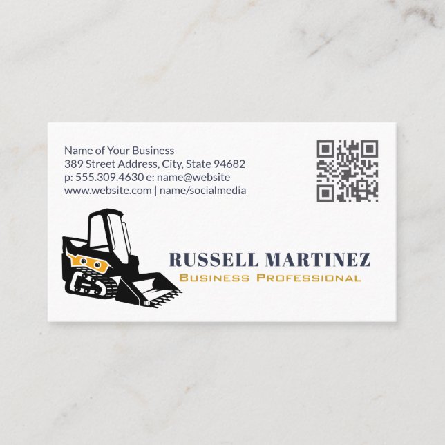 Skid Steer Construction | QR Code Business Card (Front)
