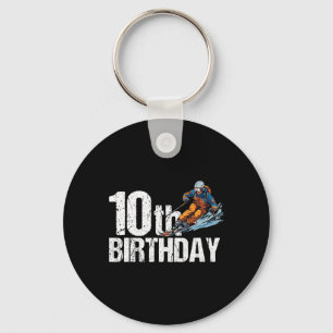 Skier 10th Birthday Ski Boy Girl 10th Birthday Ski Key Ring