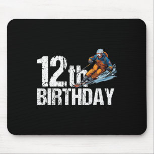 Skier 12th Birthday Ski Boy Girl 12th Birthday Ski Mouse Pad