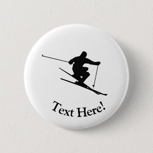 Skier 6 Cm Round Badge