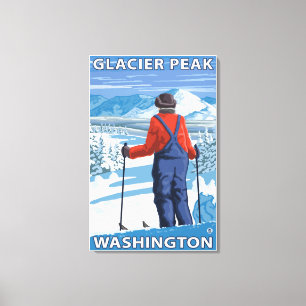 Skier Admiring - Glacier Peak, Washington Canvas Print