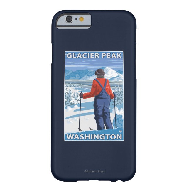 Skier Admiring - Glacier Peak, Washington Case-Mate iPhone Case (Back)