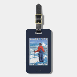 Skier Admiring - Glacier Peak, Washington Luggage Tag