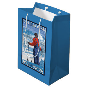 Skier Admiring - Glacier Peak, Washington Medium Gift Bag