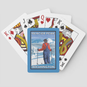 Skier Admiring - Glacier Peak, Washington Playing Cards