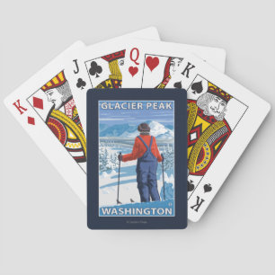 Skier Admiring - Glacier Peak, Washington Playing Cards