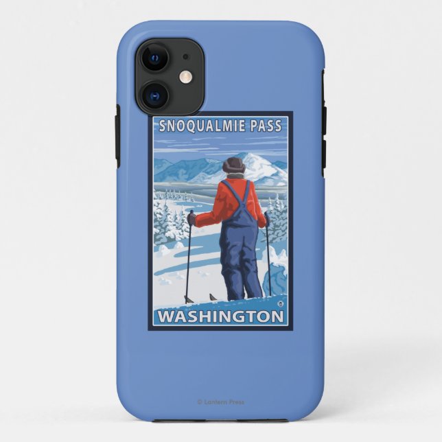 Skier Admiring - Snoqualmie Pass, Washington Case-Mate iPhone Case (Back)