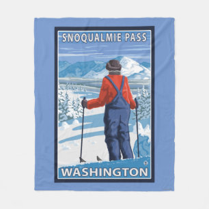 Skier Admiring - Snoqualmie Pass, Washington Fleece Blanket