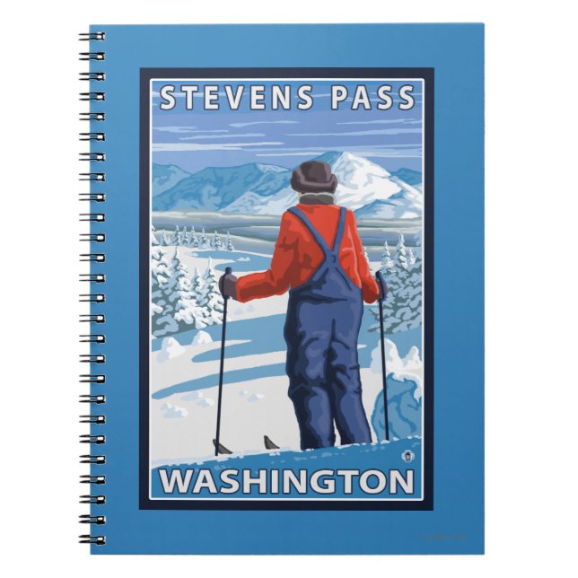 Skier Admiring - Stevens Pass, Washington Spiral Notebook (Front)