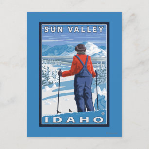 Skier Admiring - Sun Valley, Idaho Postcard