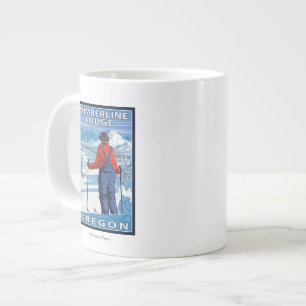 Skier Admiring - Timberline Lodge, Oregon Large Coffee Mug