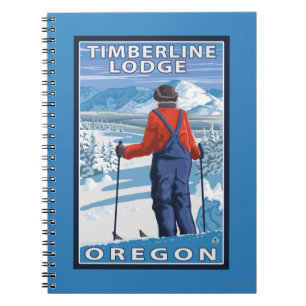 Skier Admiring - Timberline Lodge, Oregon Spiral Notebook