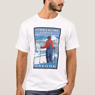 Skier Admiring - Timberline Lodge, Oregon T-Shirt